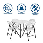 5-Piece Folding Table and Chair Set White for 4 People 36-inch Square Table