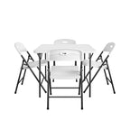 5-Piece Folding Table and Chair Set White for 4 People 36-inch Square Table