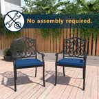 7-Piece Cast Aluminum Dining Set Black for 4-6 People 6 Chairs 1 Oval Table