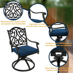 7-Piece Cast Aluminum Dining Set Black for 4-6 People 6 Chairs 1 Oval Table