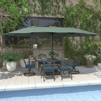 7-Piece Cast Aluminum Dining Set Black for 4-6 People 6 Chairs 1 Oval Table