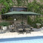 7-Piece Cast Aluminum Dining Set Black for 4-6 People 6 Chairs 1 Oval Table