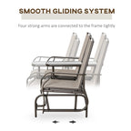 Outdoor Glider Bench with Center Table, Breathable Mesh Fabric
