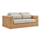 Wicker Rattan Loveseat for 2 People with Cushions and Pillows Aluminum Frame