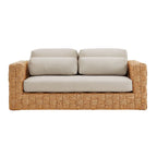 Wicker Rattan Loveseat for 2 People with Cushions and Pillows Aluminum Frame