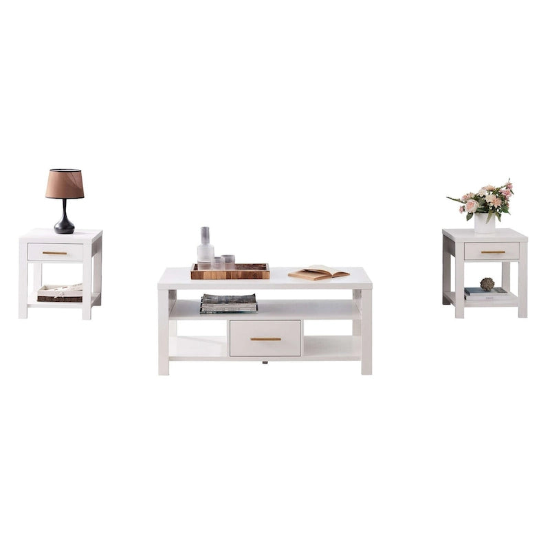 3-Piece Coffee Table & End 2 Tables Occasional Living Room Set
