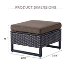 4-Piece PE Rattan Lounge Chair Set Brown 2 Chairs 2 Ottomans with Cushions for 2 People