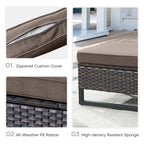 4-Piece PE Rattan Lounge Chair Set Brown 2 Chairs 2 Ottomans with Cushions for 2 People