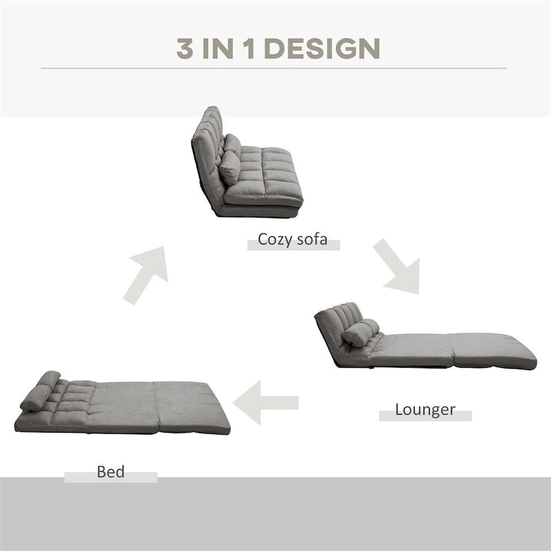 Convertible Folding Floor Sofa Chair Adjustable Chaise Lounge with Pillows