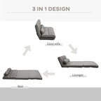 Convertible Folding Floor Sofa Chair Adjustable Chaise Lounge with Pillows