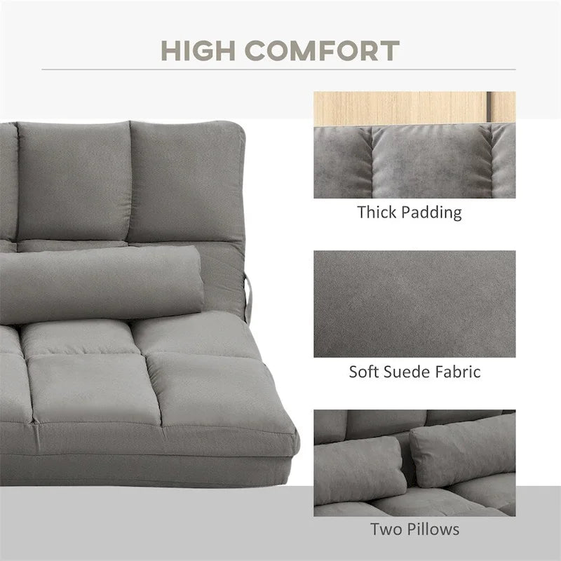 Convertible Folding Floor Sofa Chair Adjustable Chaise Lounge with Pillows