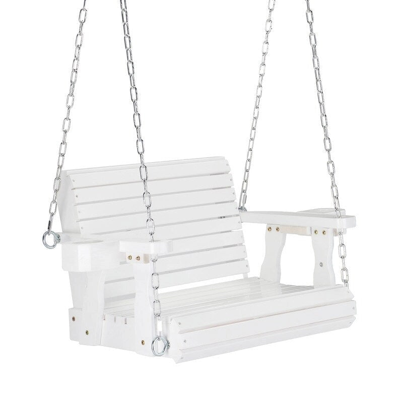 2.2ft white with cup holder and 5mm chain, regular single wooden swing 440lbs