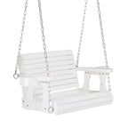 2.2ft white with cup holder and 5mm chain, regular single wooden swing 440lbs