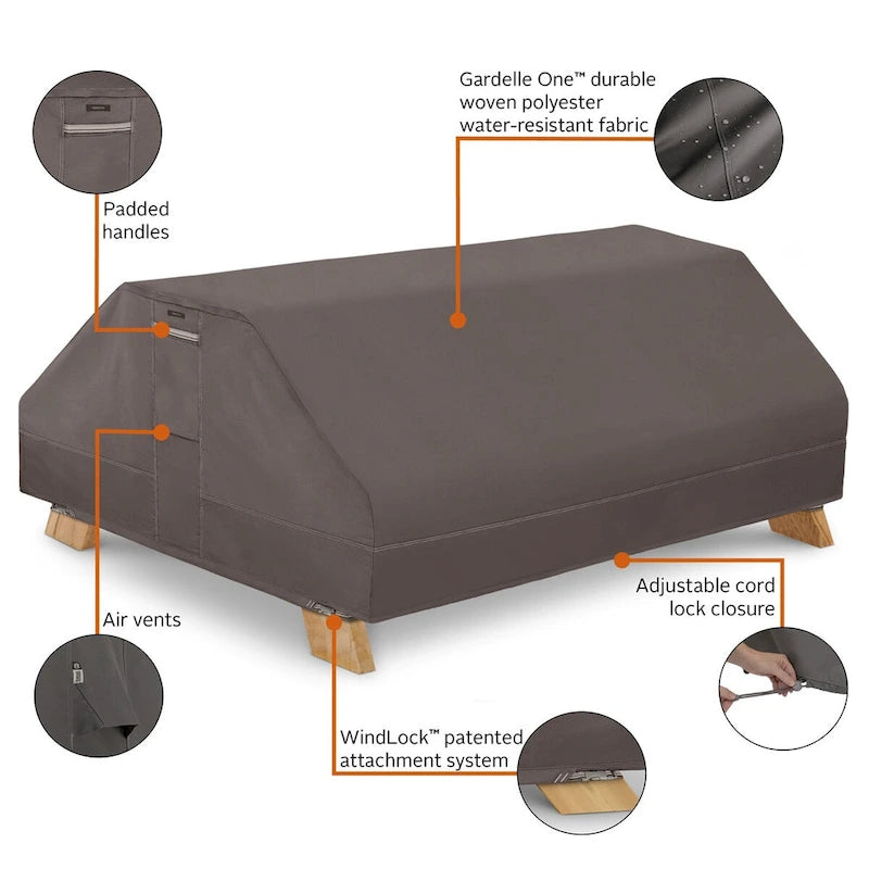 Water-Resistant Rectangle Picnic Table Cover Dark Taupe 72x57x33in