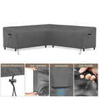 V-Shaped Outdoor Sofa Waterproof Cover 600D Oxford Cloth with Air Vent 100x33.5x31in Gray