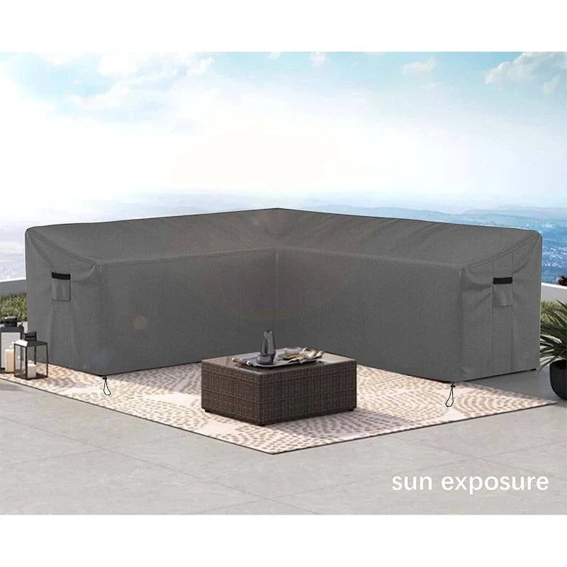 V-Shaped Outdoor Sofa Waterproof Cover 600D Oxford Cloth with Air Vent 100x33.5x31in Gray
