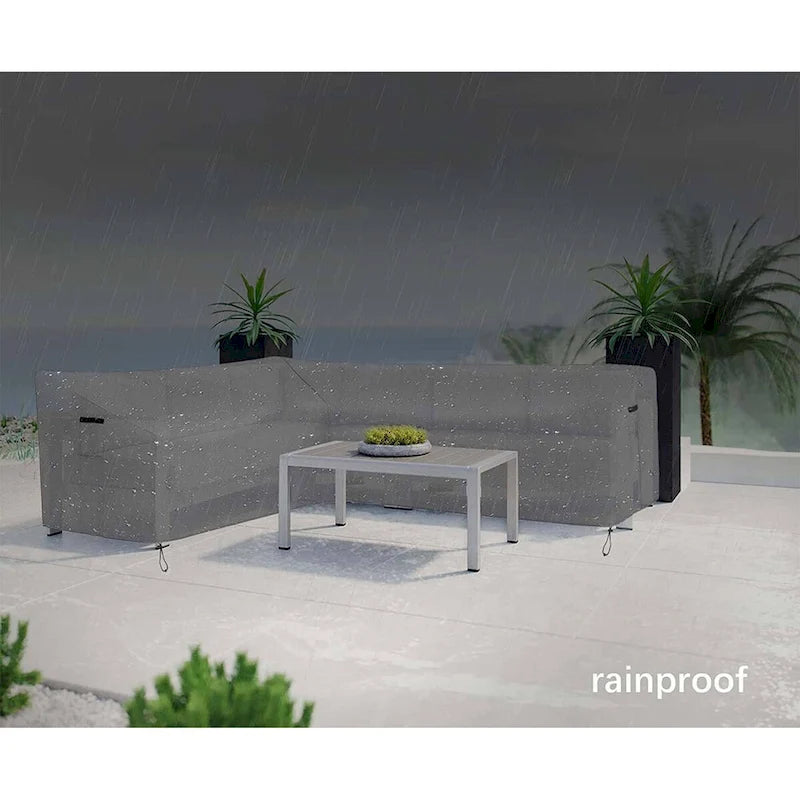 V-Shaped Outdoor Sofa Waterproof Cover 600D Oxford Cloth with Air Vent 100x33.5x31in Gray