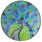 19  Blue and Green Peacock Glass Patio Side Table