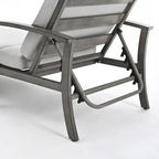 2-Piece Aluminum Chaise Lounge Chair Set Gray Black with Cushions Adjustable