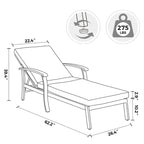 2-Piece Aluminum Chaise Lounge Chair Set Gray Black with Cushions Adjustable