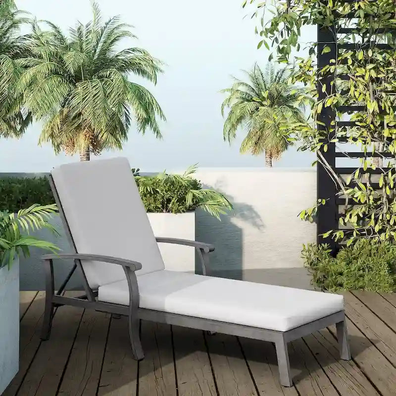 2-Piece Aluminum Chaise Lounge Chair Set Gray Black with Cushions Adjustable