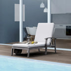 2-Piece Aluminum Chaise Lounge Chair Set Gray Black with Cushions Adjustable