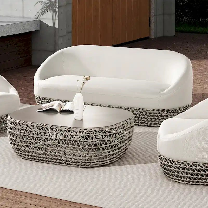 Willow 40.5  Oval Rope Woven Patio Coffee Table