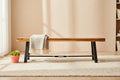 Acacia Wood Bench Brown with Metal Frame Slatted Design Outdoor