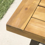Acacia Wood Bench Brown with Metal Frame Slatted Design Outdoor