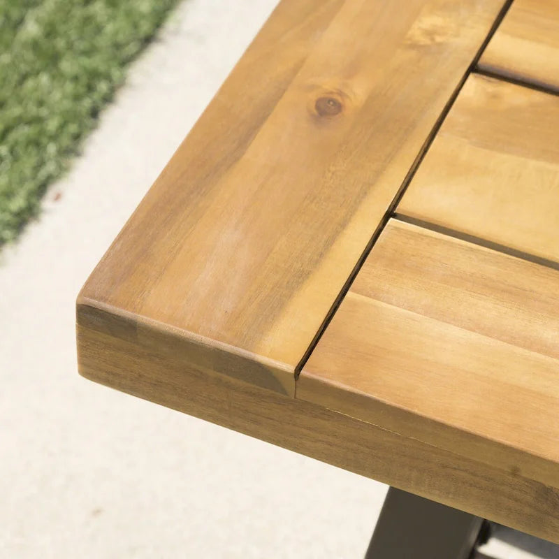 Acacia Wood Bench Brown with Metal Frame Slatted Design Outdoor