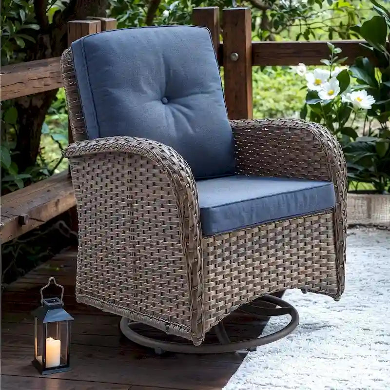 Outdoor Swivel Patio Chair, 360 Rotating Chairs - Brown