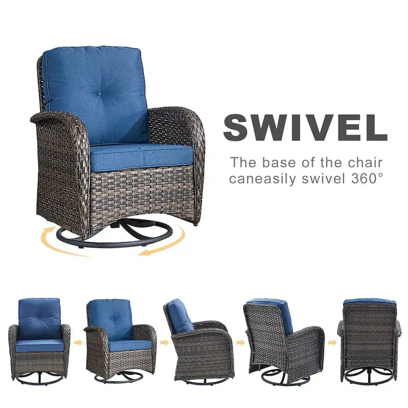 Outdoor Swivel Patio Chair, 360 Rotating Chairs - Brown