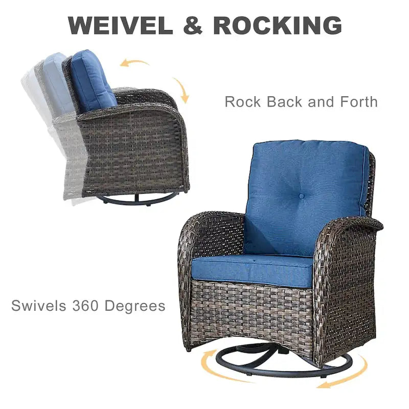Outdoor Swivel Patio Chair, 360 Rotating Chairs - Brown