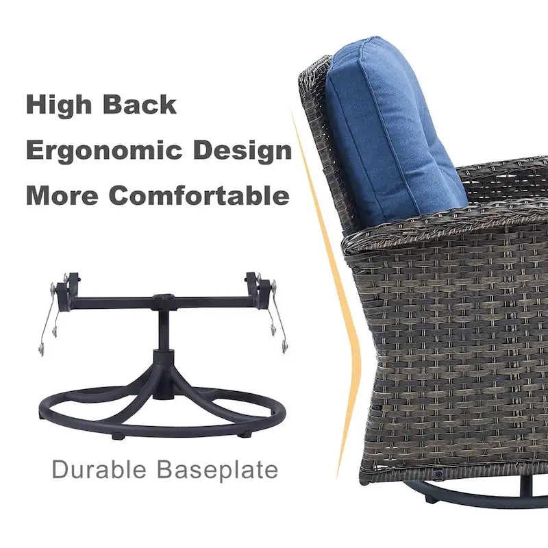 Outdoor Swivel Patio Chair, 360 Rotating Chairs - Brown