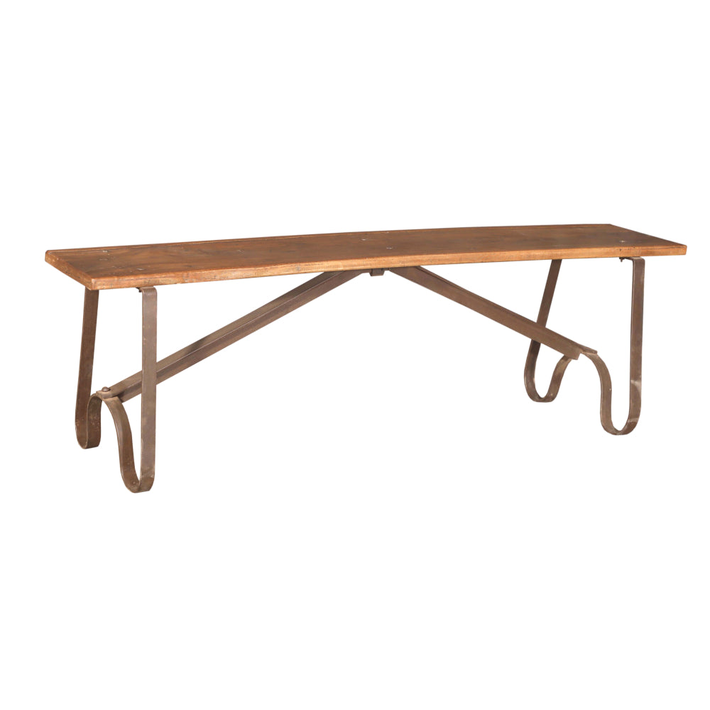 Handcrafted Iron Teak Bench