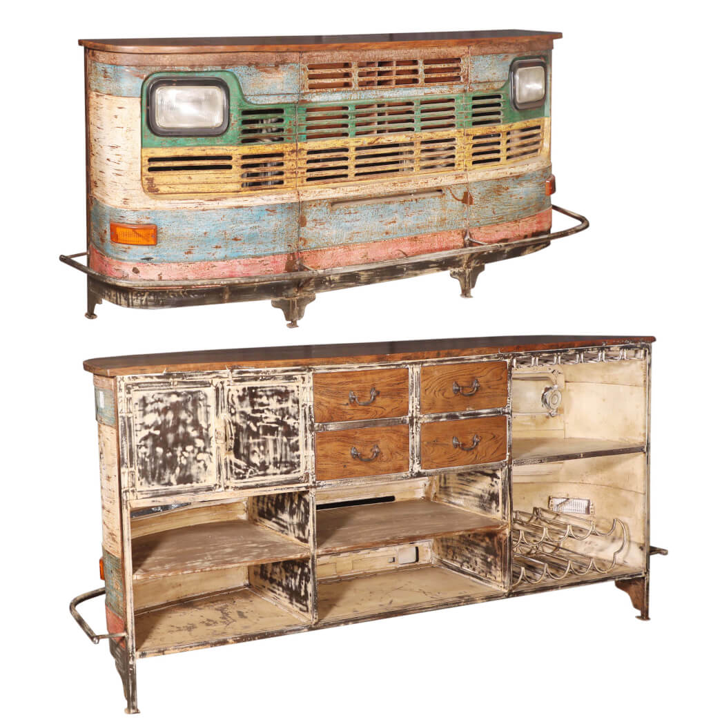 Handmade Truck Counter with Teak Wood Top