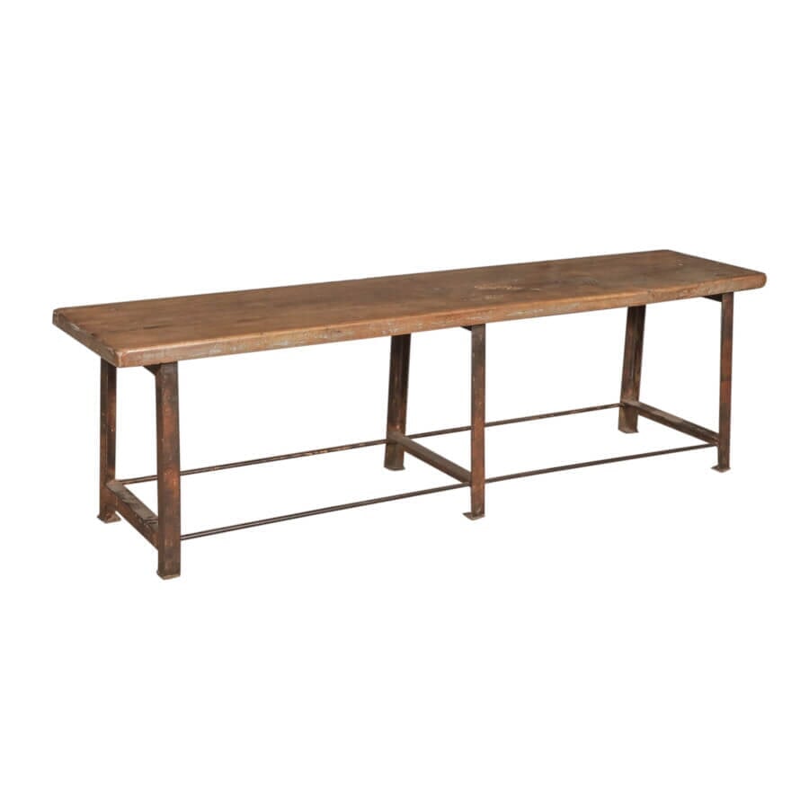 Iron Bench with Wood Top