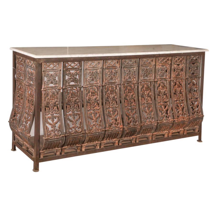 Reclaimed Balcony Console Table with Marble Top