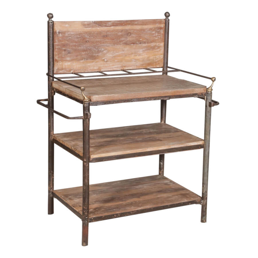 Iron Rack with Wood Shelf