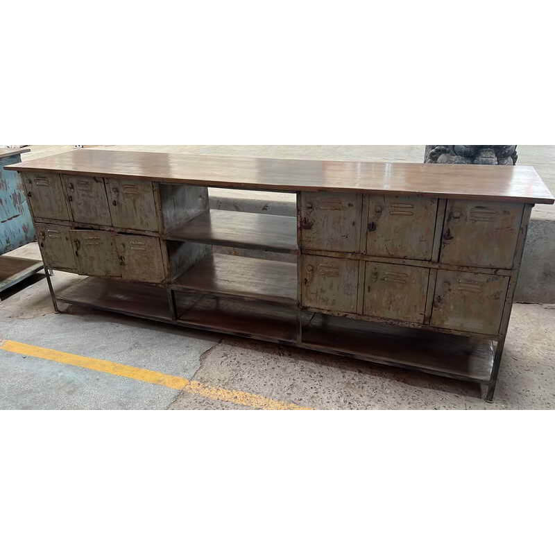 Iron Sideboard with Wooden Tabletop