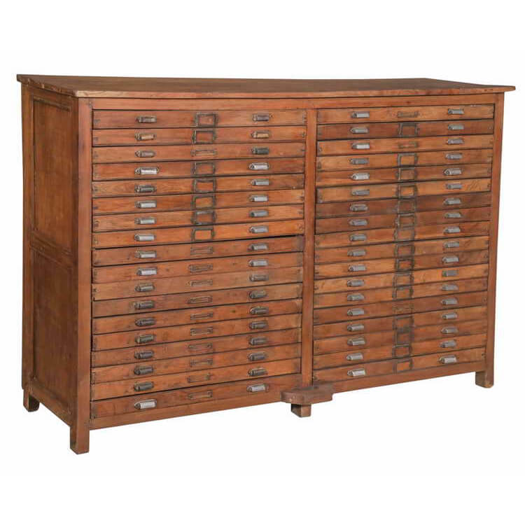 Vintage Teak Wood Map Chest