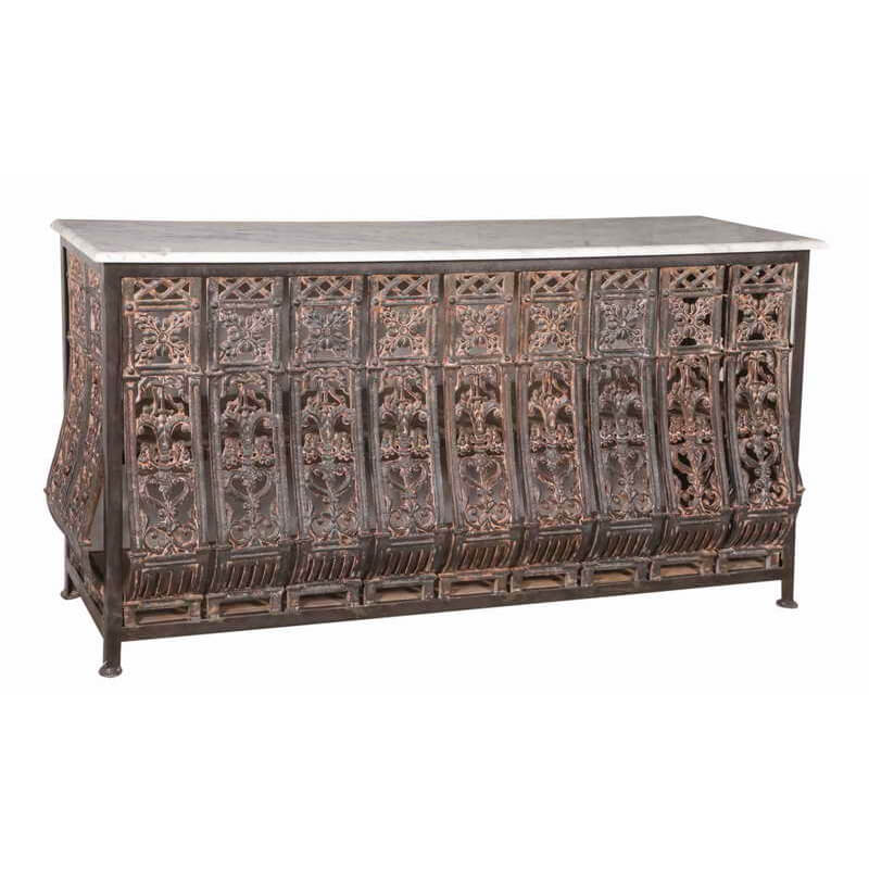 Reclaimed Balcony Console Table with Marble Top