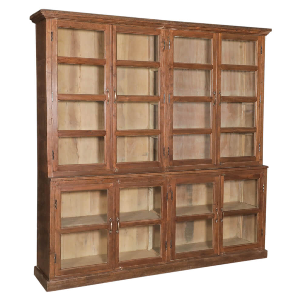 Teak Wood Cabinet with Glass Doors