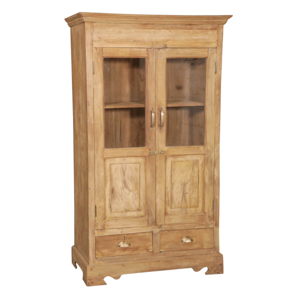 Light Teak Cabinet with Glass