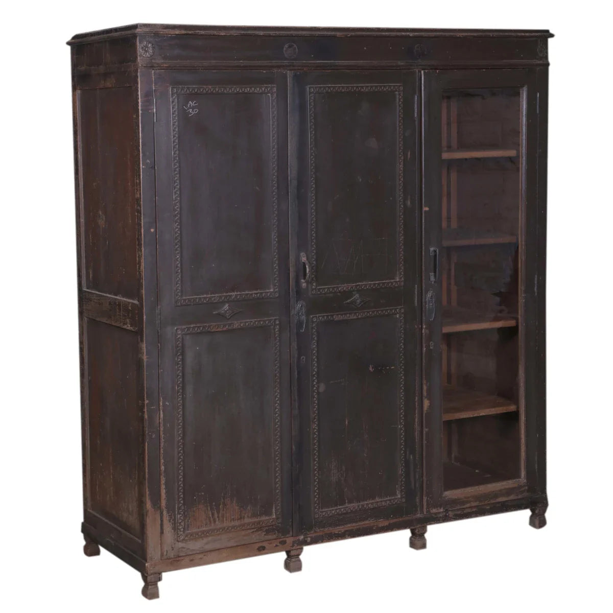 Dark Wood Teak Cabinet with Glass