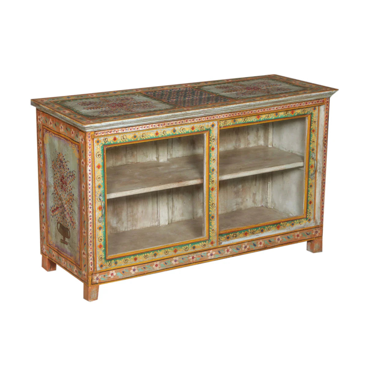 Wooden Painted Cabinet with Glass