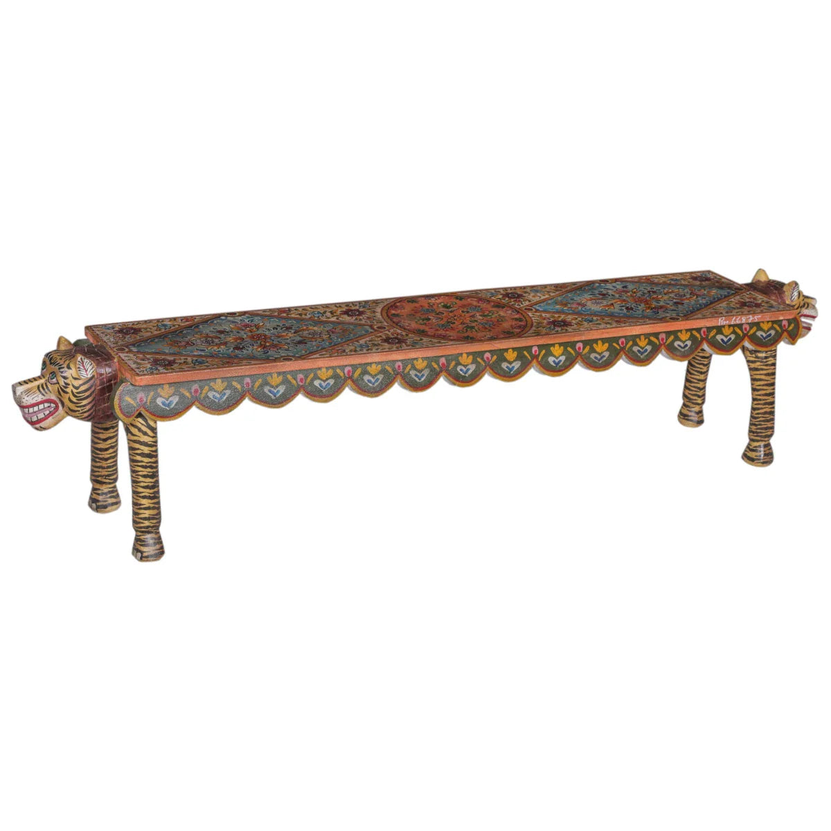 Handmade Teak Bench with Animal Head
