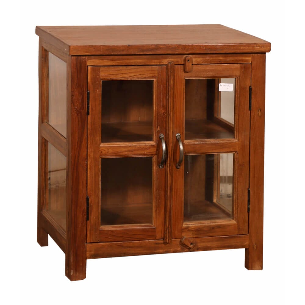 Small Teak Cabinet with Glass