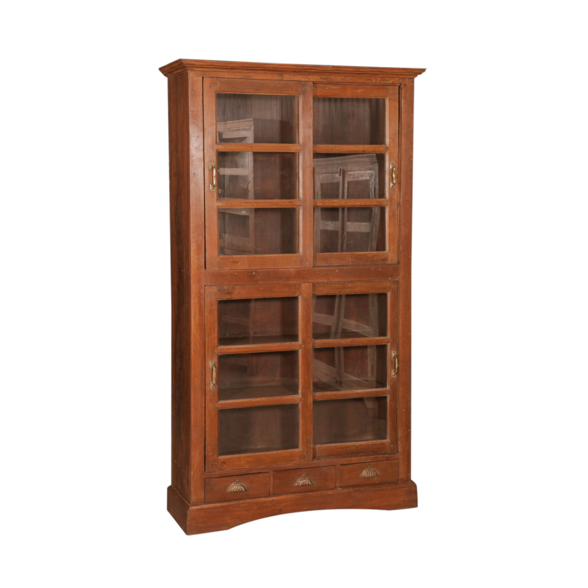 Handcrafted Teak Wood Cabinet with Glass