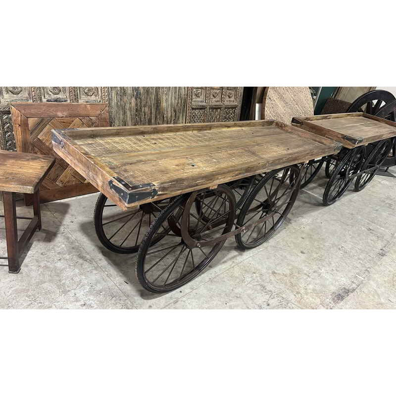 Teak Hand Cart with Iron
